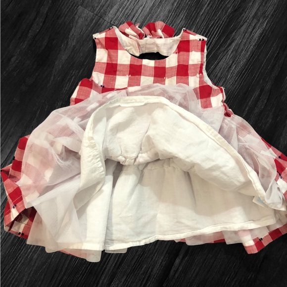 The Children's Place Red & White Checkered Design Baby Girl Dress size 6-9 month - Picture 4 of 7
